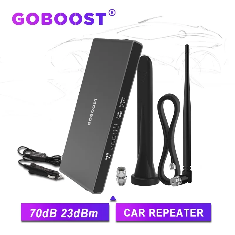 GOBOOST Car Repeater 70dB Cell Phone Signal Booster Gsm 2g 3g 850 900 LTE 4g 700 800 1800 Mobile Phone Cellular Amplifier 2100