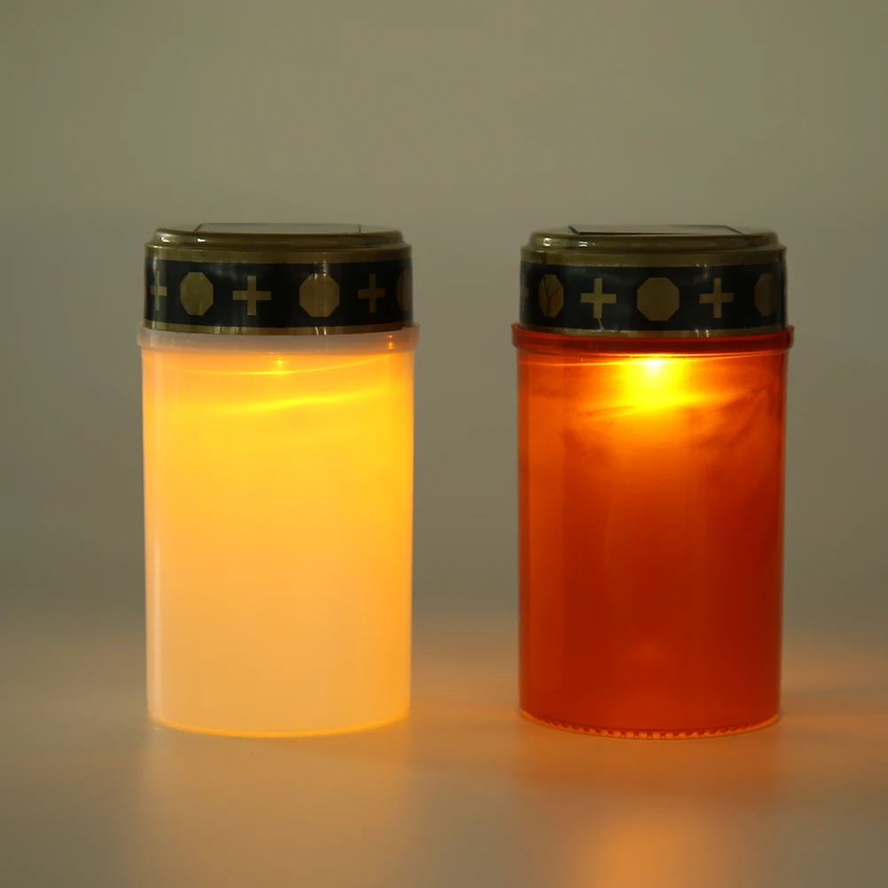 تعمل بالطاقة الشمسية ضوء شمعة مقبرة طقوس الإلكترونية LED شمعة مصباح عديمة اللهب الطاقة الشمسية ديكور الشاي ضوء الهالوين جزء #3