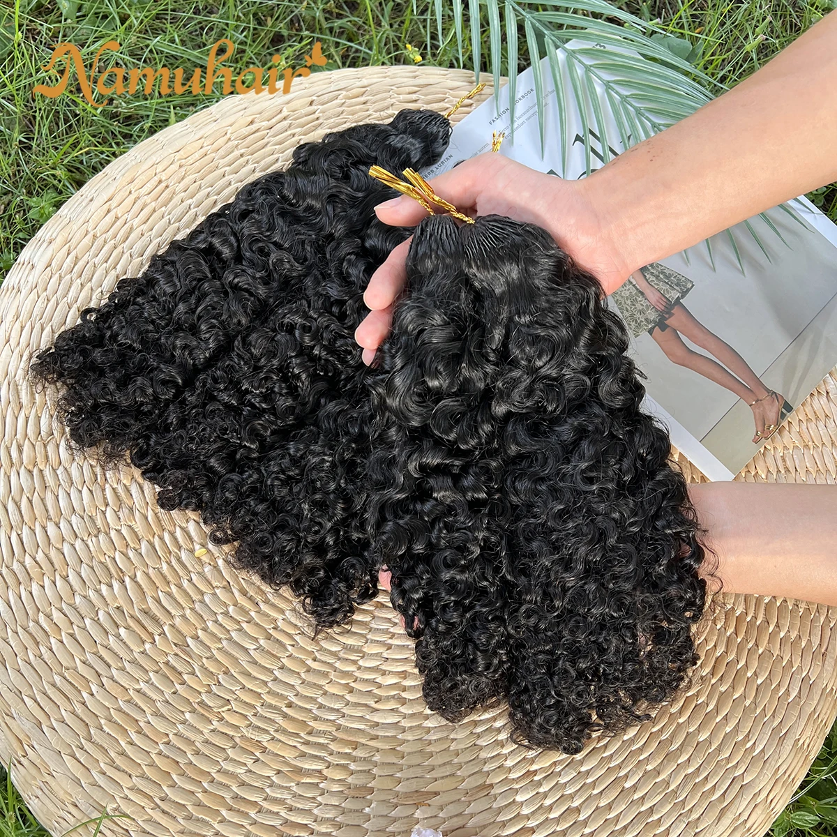Burmese Curly 100% Human Hair Invisible 18 Inch Miracle Knots Feather Crochet Human Hair Lightweight Reusable Pre-Separated Hair
