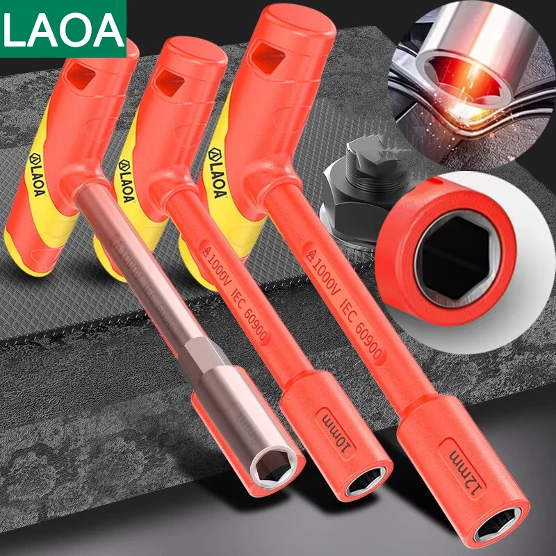 LAOA 1 Pc VERDE T-shape Socket Wrench CR-V 4-14mm Hex Key 58HRC Insulated Hexagon Screwdriver Socket Spannner