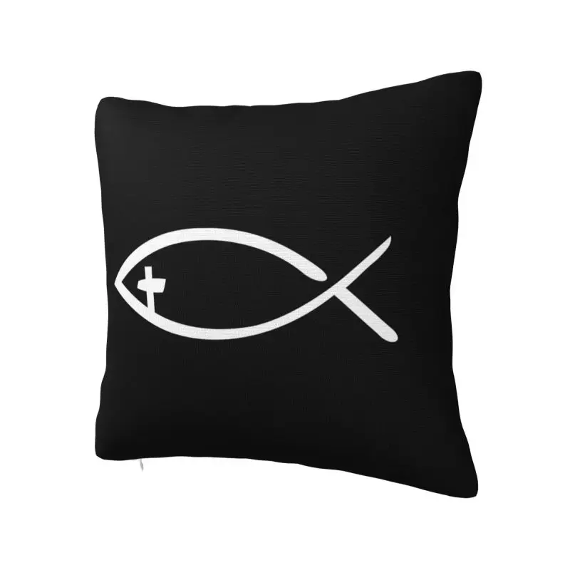 Modern Jesus Cross Fish Cushion Cover 40*40 cm Velvet Christian Throw Pillow Case Home Decor Bedding Sofa Pillowcase