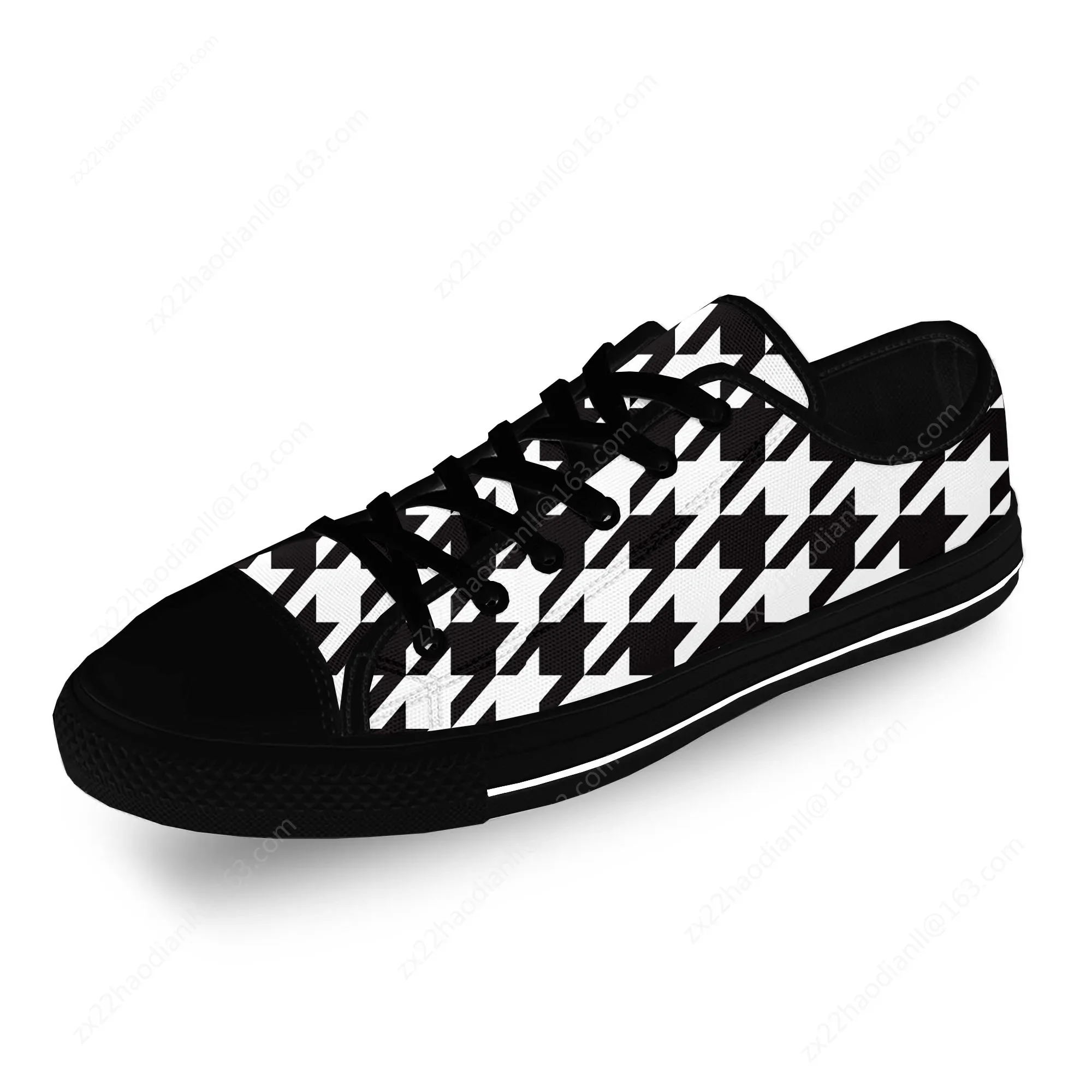 Houndstooth Pattern Aesthetic Casual Cloth Fashion 3D Print Low Top Canvas Shoes Men Women Lightweight Breathable Sneakers