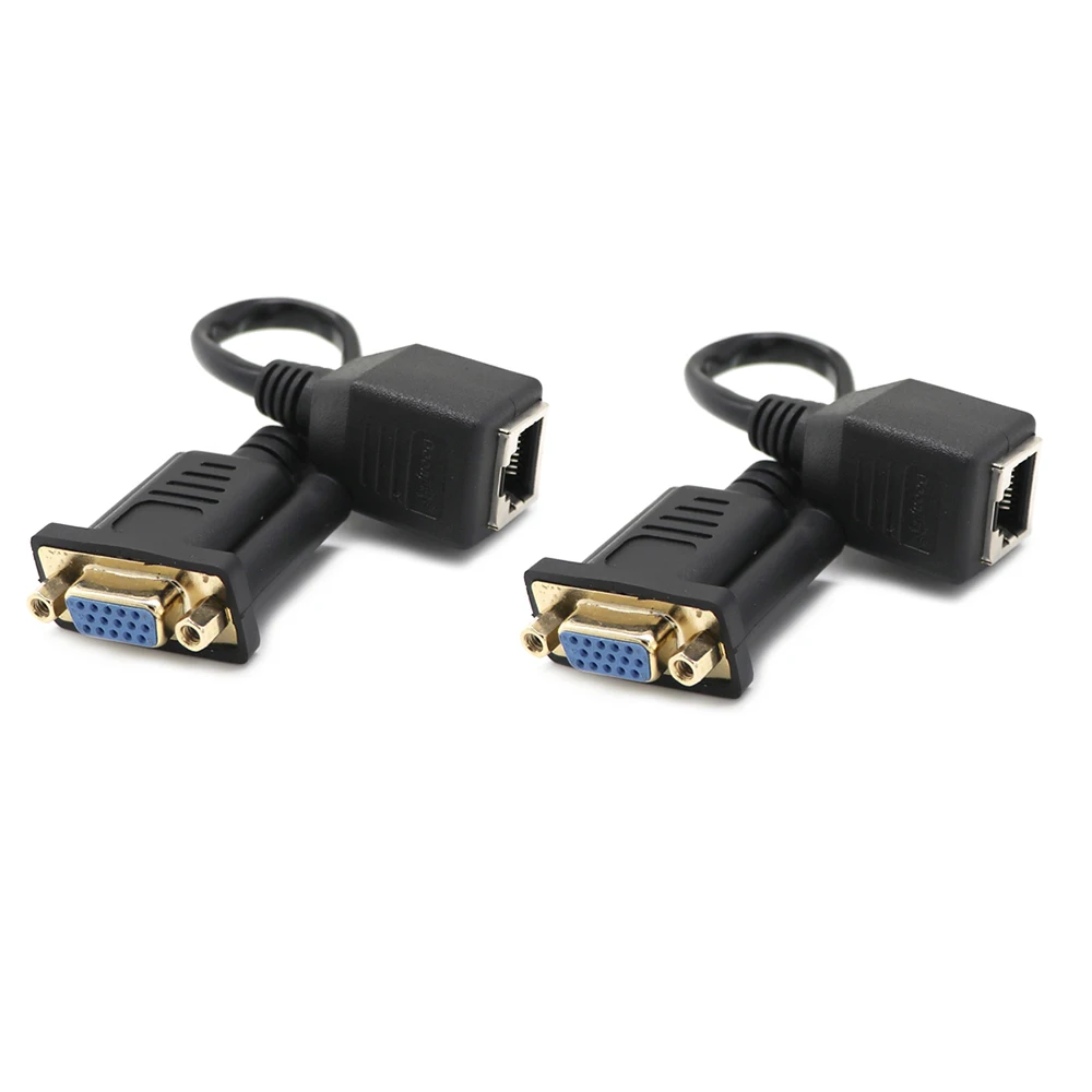 1PC VGA Extender Male/Female to RJ45 Ethernet Female LAN CAT5 CAT6 Network Cable Adapter