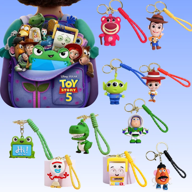 Porte-clés Disney Toy Story, figurine Woody Buzz Lightyear Jessie, pendentif de poupée, porte-clés de voiture, cadeau d'anniversaire et de noël pour filles et enfants