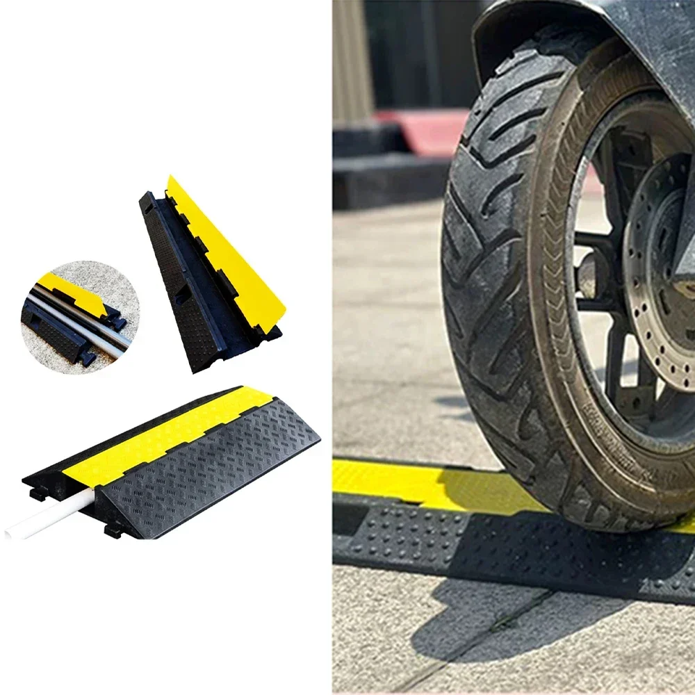 

Cable Protector Ramp Wire Cable Cover Cord Guard Channels Rubber + PVC 11000LBS Speed Bump Parking Lots Driveway Traffic