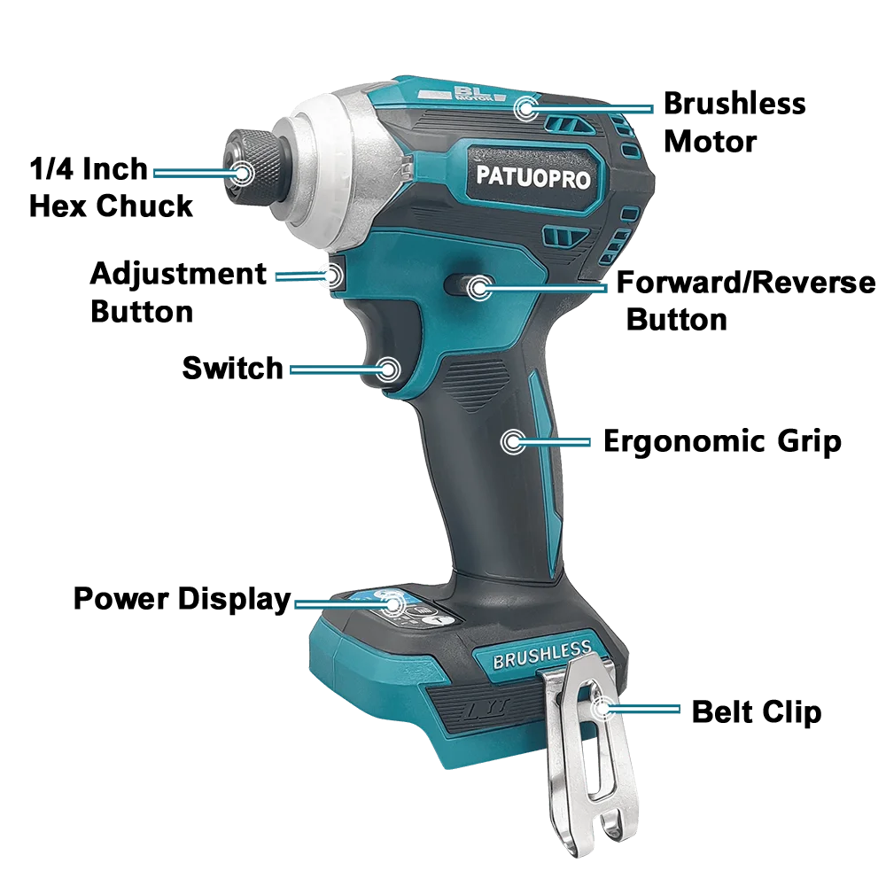 Kit de chave de fenda de impacto sem fio 220N.M, sem escova, 1/4 unidades, chave de fenda hexagonal, ferramenta elétrica para bateria Makita 18v (sem bateria)