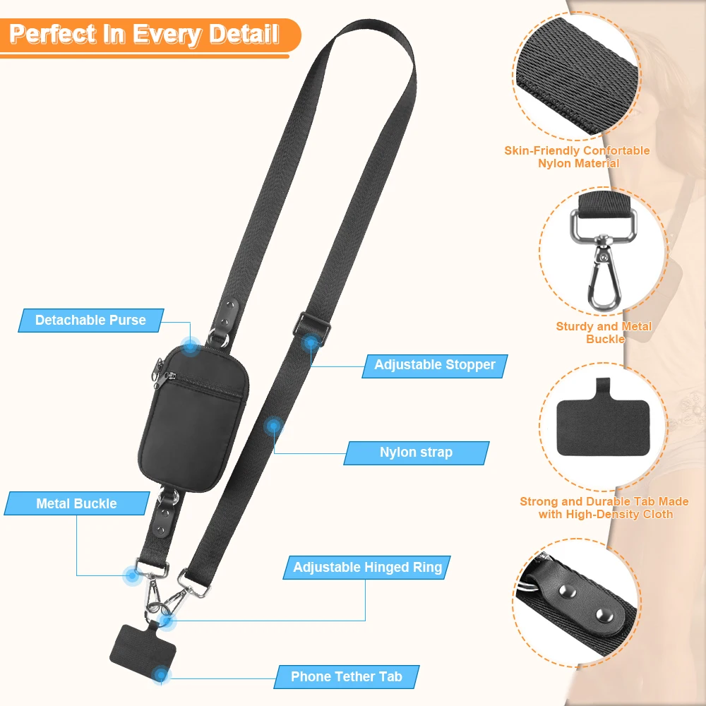 

Многофункциональная Регулируемая Сумка для Мобильного Телефона из Нейлона, Портативный Рюкзак Большой Емкости, Удобный для Хранения Помад, Ключей и Т.д.