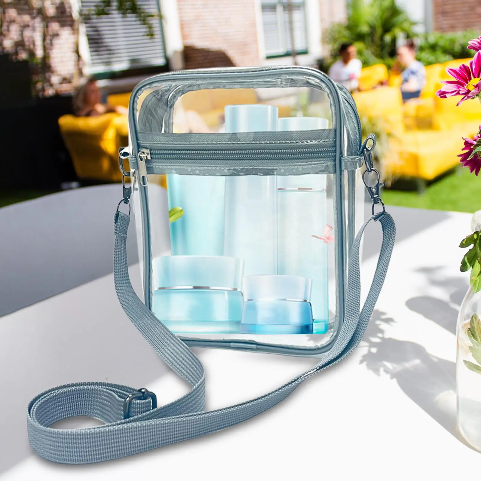 Clear Transparent Crossbody Bag PVC Waterproof Stadium Approved Shoulder Purse for Women Men Concerts Festivals Travel Casual