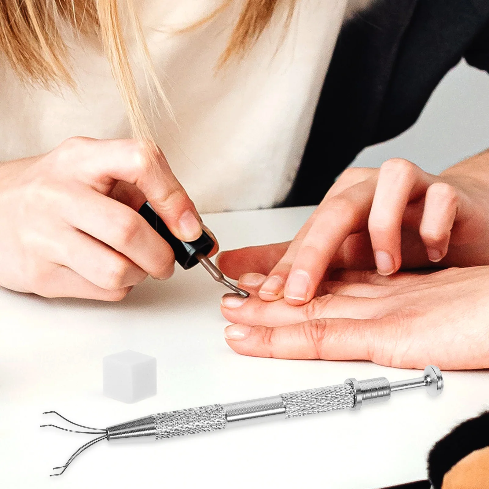 1 Juego de esponjas artísticas, herramientas de manicura que se decoloran de Color, agarrador de 4 garras de acero inoxidable para diseño degradado, juego de esponjas para uñas, herramienta artística para uñas