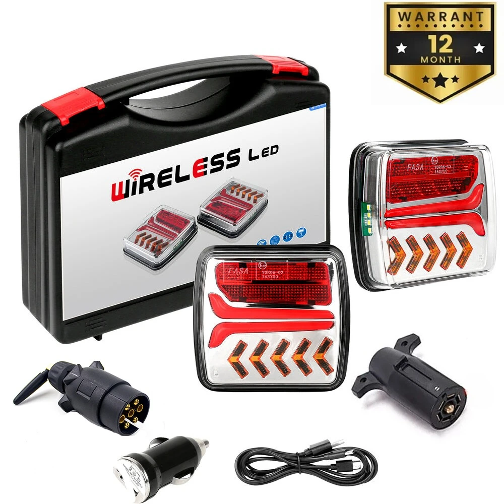 

12V 24V Wireless Magnetic LED Truck Tail Light Rear Light Signal Warning Brake Light Trailer Caravan Camper Lorry Waterproof