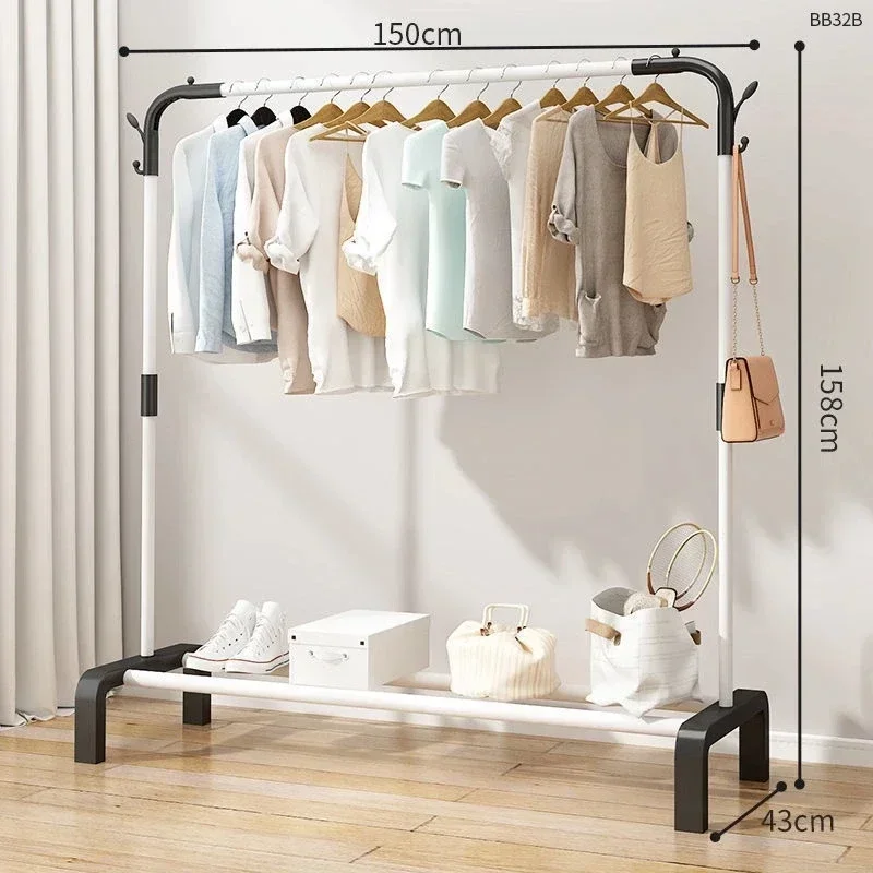 Shelfs Black Clothes Hanger Stand Rack Metal Bedroom Rail Modern Clothes Rack Shoe Storage Minimalist Perchero Home Furniture