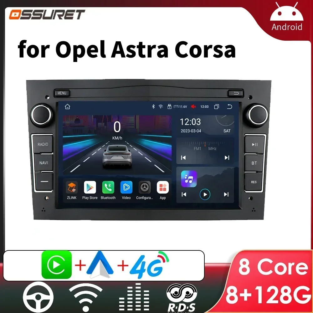 Radio con GPS para coche, reproductor con Android, Carplay, pantalla para Opel Astra H, J 2004, Vectra, Vauxhall, Antara, Zafira, Corsa C, D, Vivaro, Meriva, Veda