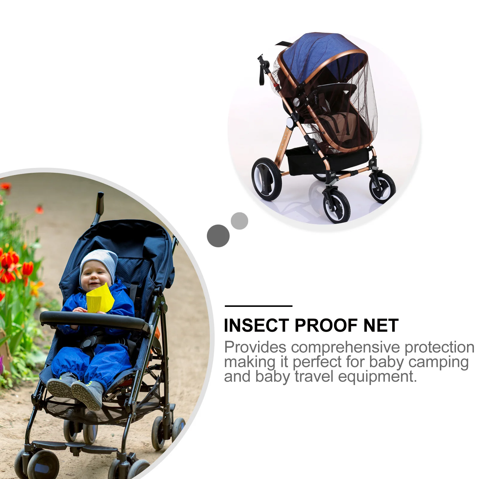 3 قطع من شبكة ناموسية لعربة الأطفال، غطاء كامل قابل للتمدد، شبكة شبكية قابلة للتنفس للاستخدام الخارجي للأطفال