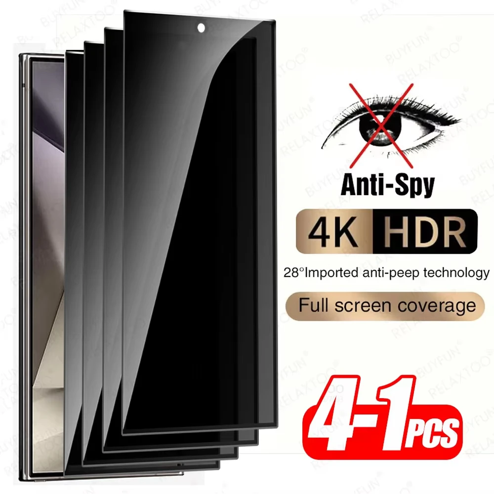 

1-4PCS Anti-Spy Tempered Screen Protector Glass For Samsung Galaxy S25 Ultra Privacy S25 Sumsung S24 S24 Ultra S25 Plus S24 Plus