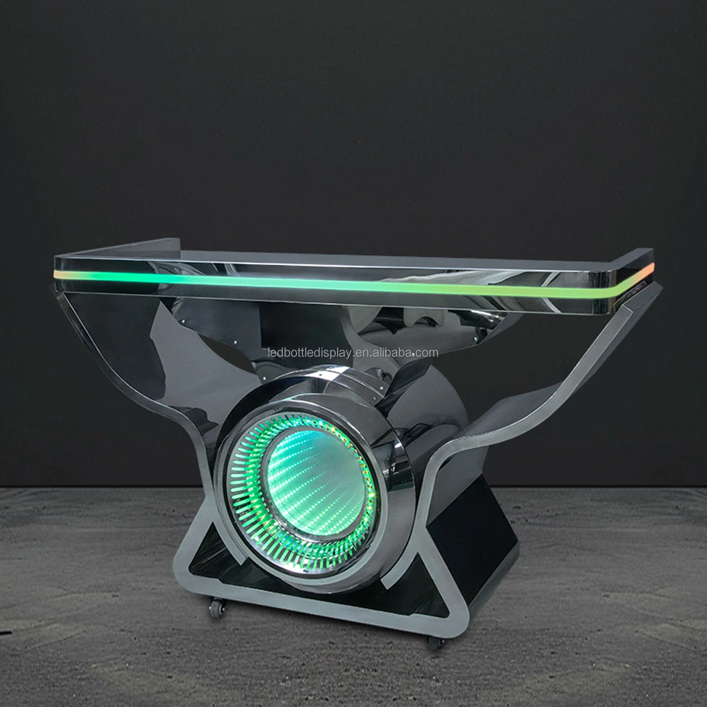 LiqVis Custom Logo DJ Table Portable Stainless Steel LED Mirror Modern Luxury Booth for Wedding Celebration Lounge Show Party view 4