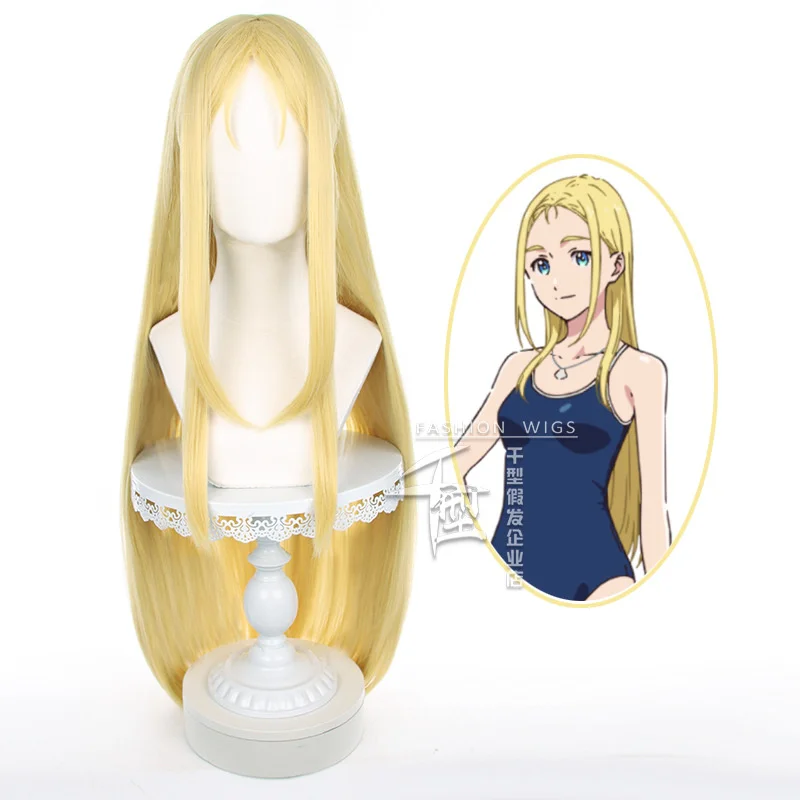 

Summer Time Rendering Cosplay Kofune Ushio Cosplay Wig Fiber Synthetic Wig Yellow Long Hair Shell +Free Wig Cap