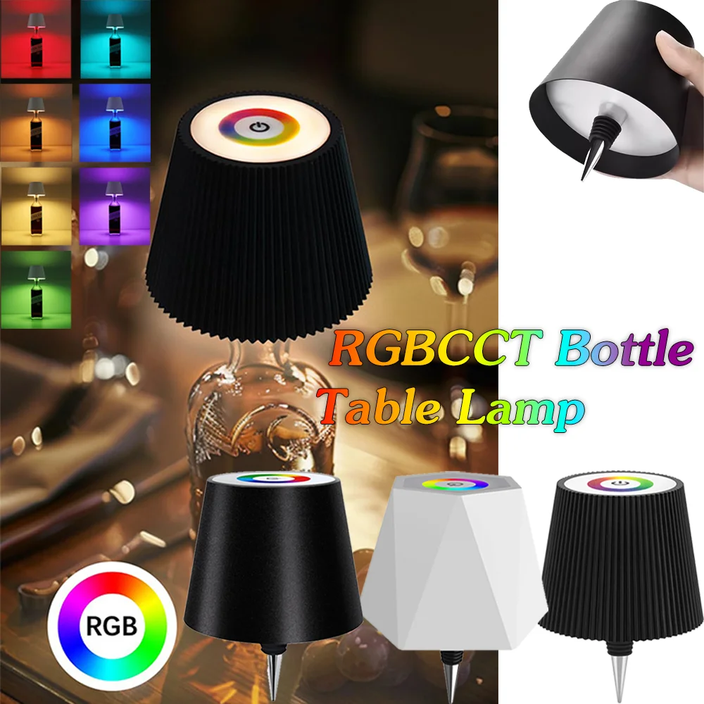 

Wine Bottle LED Wireless Table Lamp RGB Sliding Color Adjustment Stepless Dimming Night Lamp for Restaurants Bars Festival Party