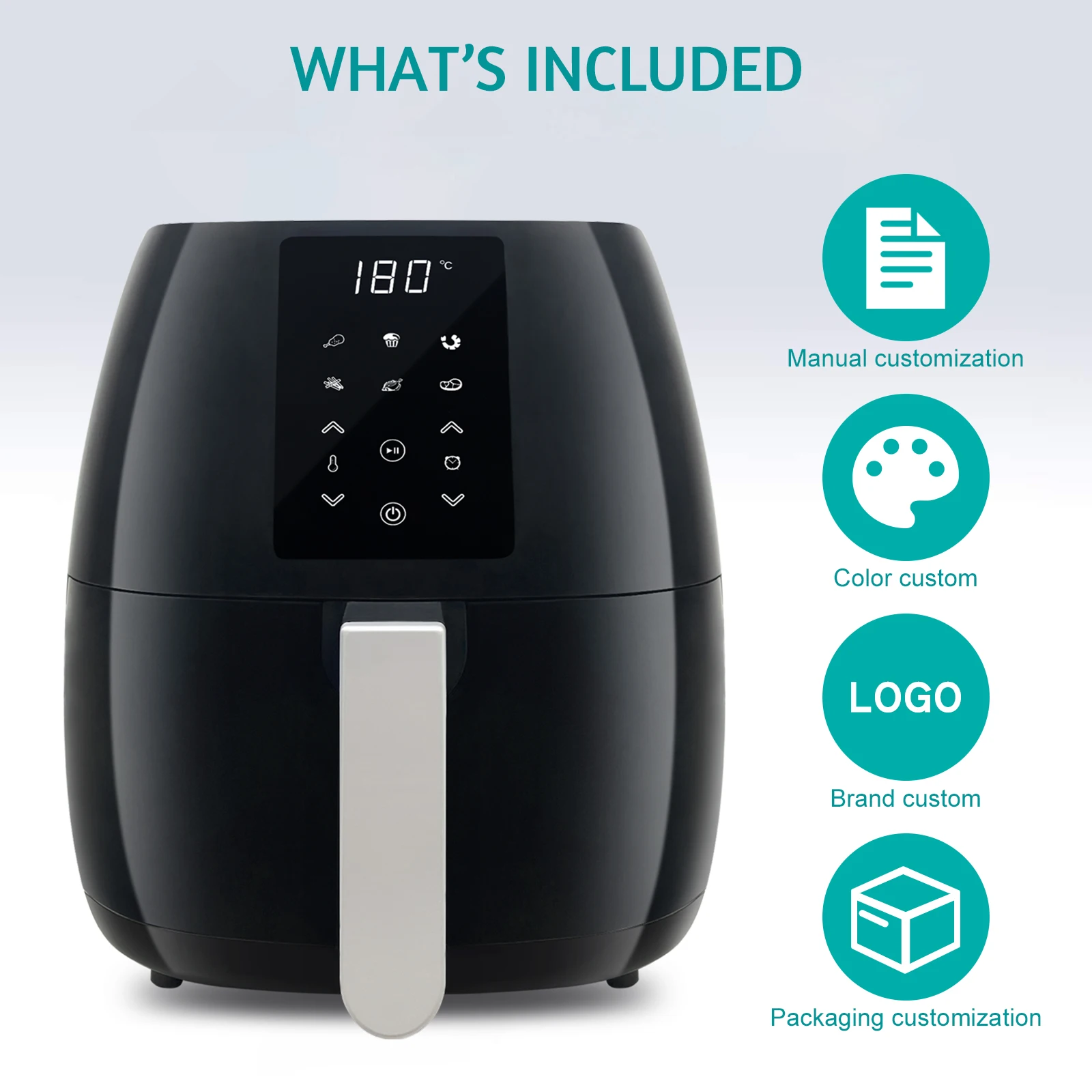 for 5.5L 7L 7.7L 8L 10L 12L small large capacity digital electric air fryer hot without oil oem freidora de airef