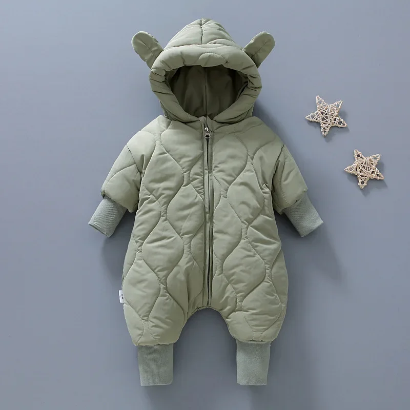 Infant Baby Jumpsuit Cotton-Padded Clothes Boys Girls Winter Padded Cotton Out Romper  Children Fashion Hooded Pajamas