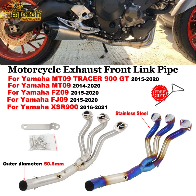 Motorcycle Exhaust System Front Link Pipes Connecting 51mm For Yamaha FJ09 MT MT09 TRACER 900 GT MT-09 FZ-09 XSR900 2014 - 2021