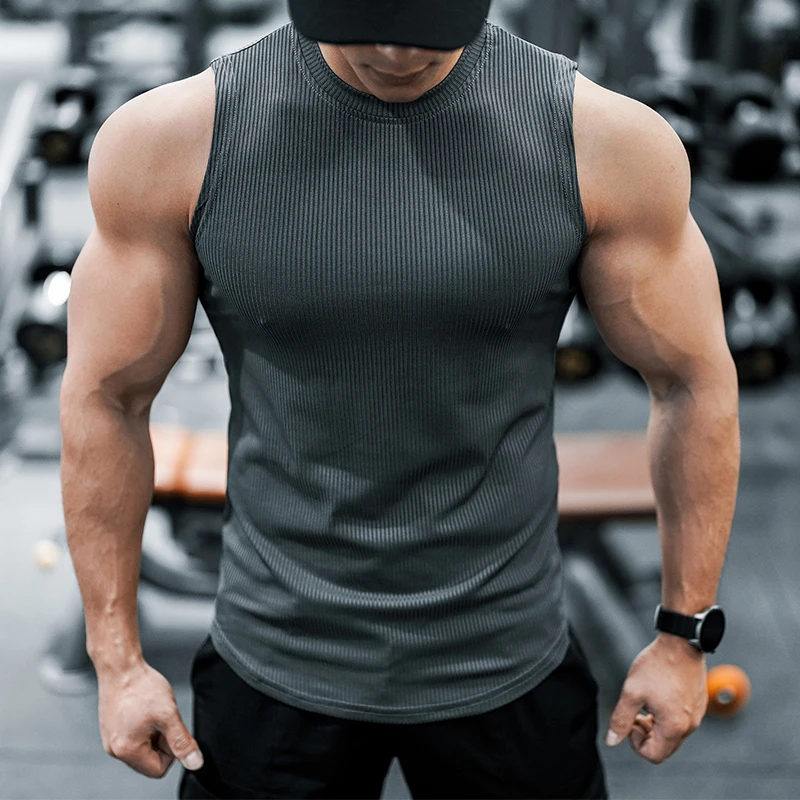 

American Style Sports Vest Men's Fitness Top Training Slim Fit Summer Sleeveless T-Shirt Elastic Muscle Highlighting Sweatshirt