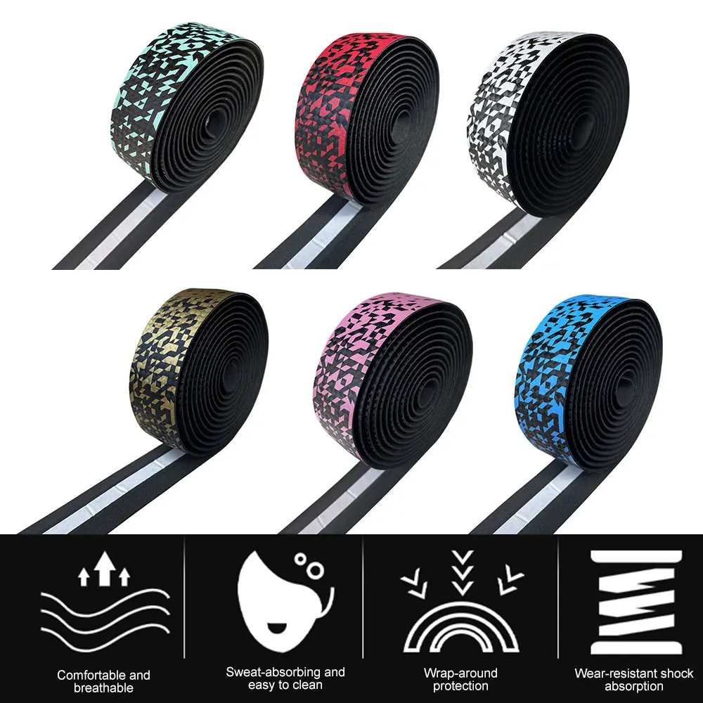 เทปพันแฮนด์จักรยานกันลื่น PU EVA ขี่จักรยานเสือภูเขาเทปพันแฮนด์จักรยานเสือหมอบดูดซับเหงื่อปลั๊กแฮนด์สายคาด