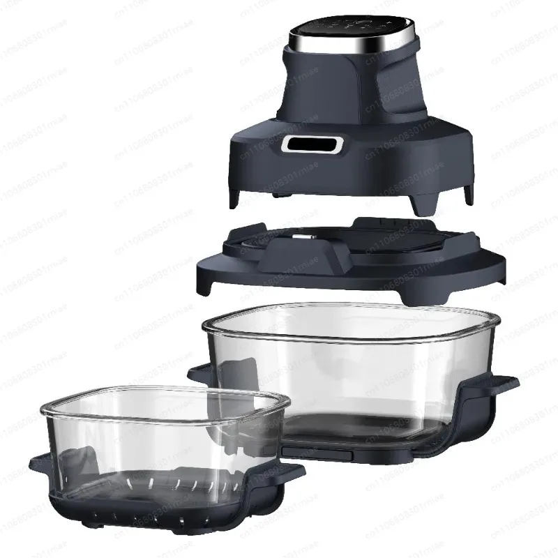 Temperature Controlled Fully Automatic Electric Air Fryer Modern Square Design and Double Glass Container