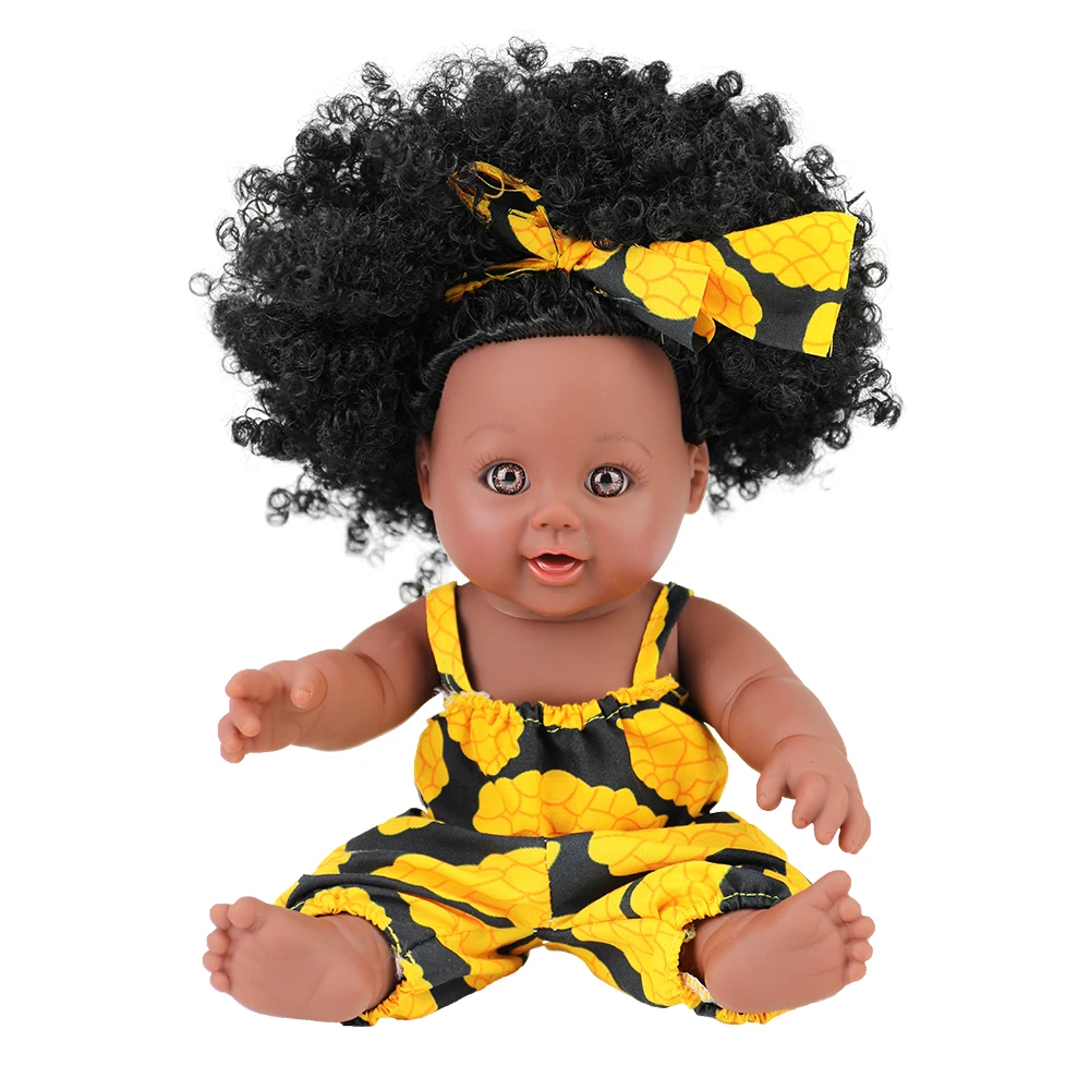 

2022 12 inch Wholesale Nathaniel Baby Black dolls african real doll toys with afro hair for kids