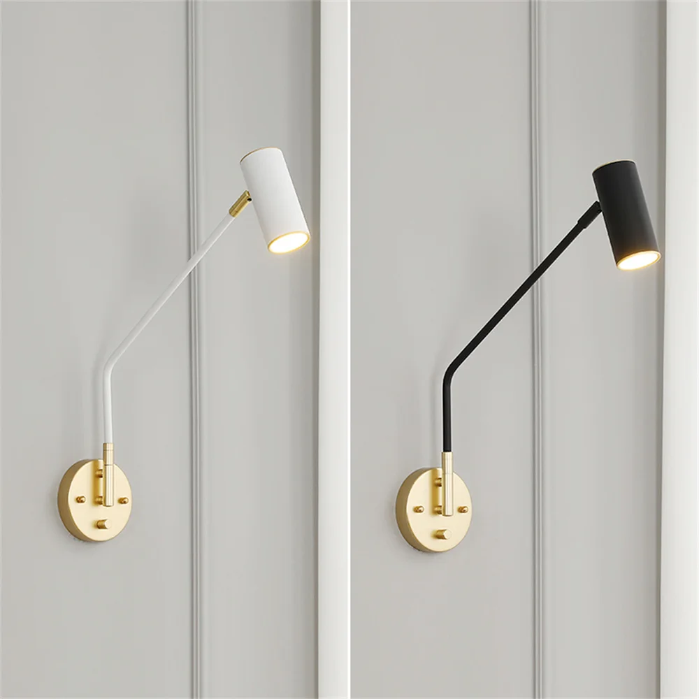 

Nordic Modern Swivel Bedside Wall Light Fixture Iron Adjust Swinging Arm Sconces Dimmer Switch Reading Lamp Home Decor Luminaria