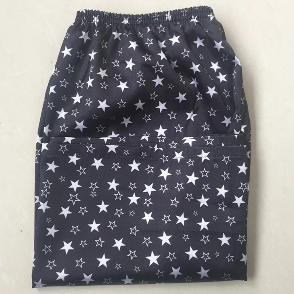 Pijama de satén de seda para hombre, pantalones cortos con estampado de rayas y estrellas, ropa de dormir para el hogar