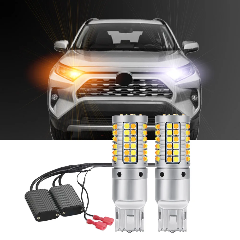 

2Pc Canbus For Toyota RAV4 RAV 4 2014 - 2022 Switchback Yellow Front Turn Signal + White Drl Daytime Running Light