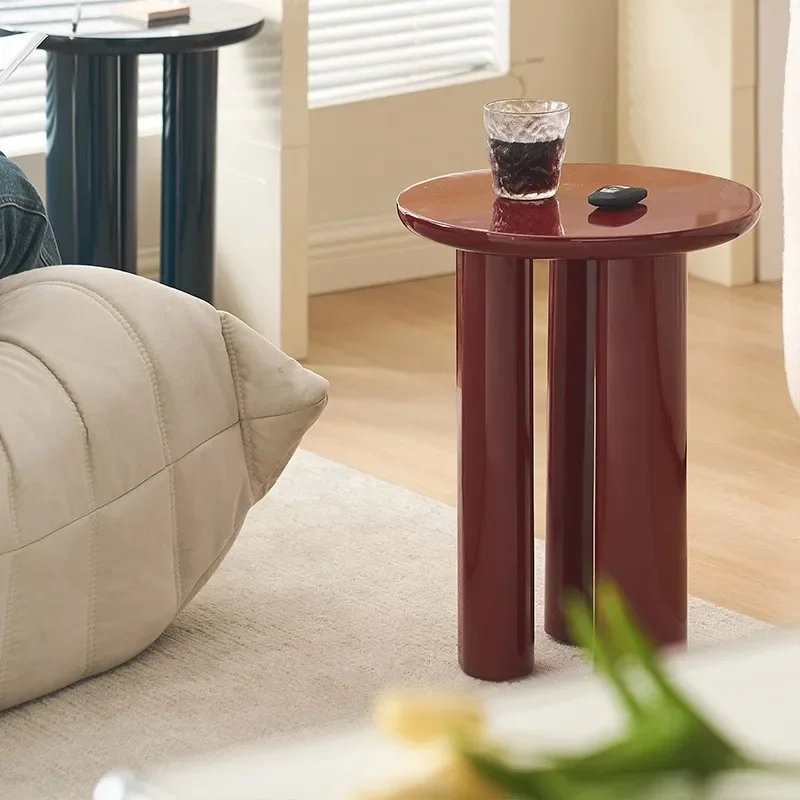 

#For Solid Wood Round Coffee Table Modern Small House Light Luxury Sofa Side Corner Table Movable Net Red Isn Side Table Simple&