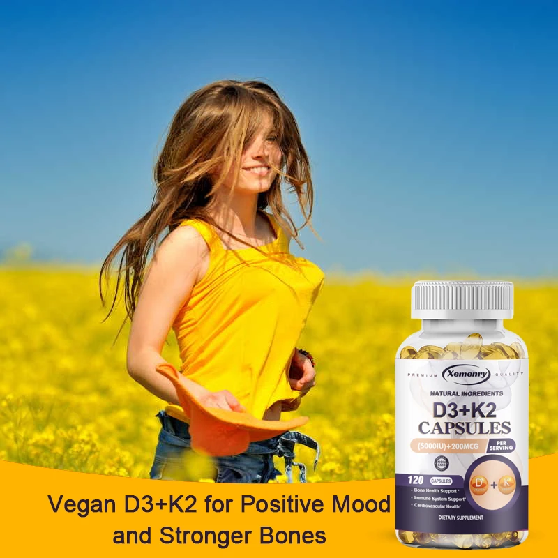 Vitamin D3 K2 - 120 Capsules Multi Diet Supplement for Adults