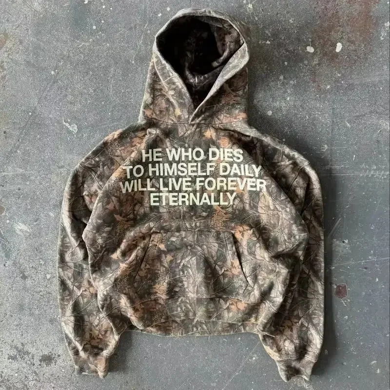 

Y2K Hip Hop Retro Harajuku Hoodies Oversized Camouflage Pattern Soft Warm Hooded Sweatshirt Fashionable Men Women Street Wear