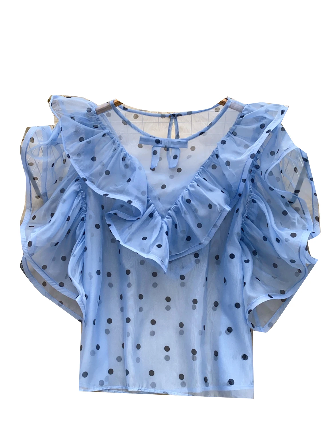 

Retro Chic Polka Dot irt Women Summer Me Lace Trim Design Ele Sister Quirky Top Korean Sle Loose Fit ort Sve
