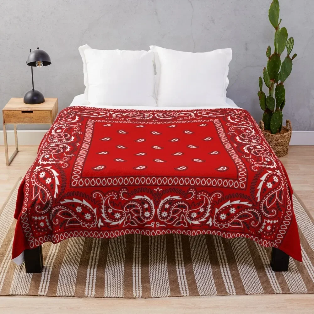 

Bandana - Red Throw Blanket Luxury Throw Decorative Sofa Camping Sofa Blankets