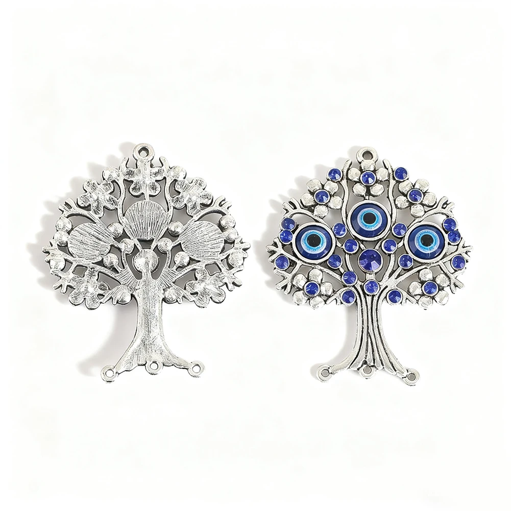 Glazed Lucky Blue Eye Zinc Alloy Tree of Life Pendant Ethnic Style Creative Necklace Muslim Exorcism Amulet Meditation Jewelry