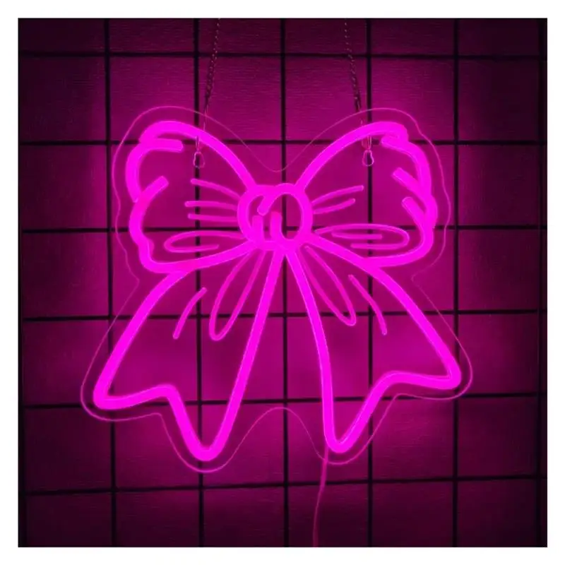 bow-neon-sign-pink-light-brightness-adjustable-usb-powered-for-bedroom-girl's-room-home-party-illuminated-lamp-30cmx28cm