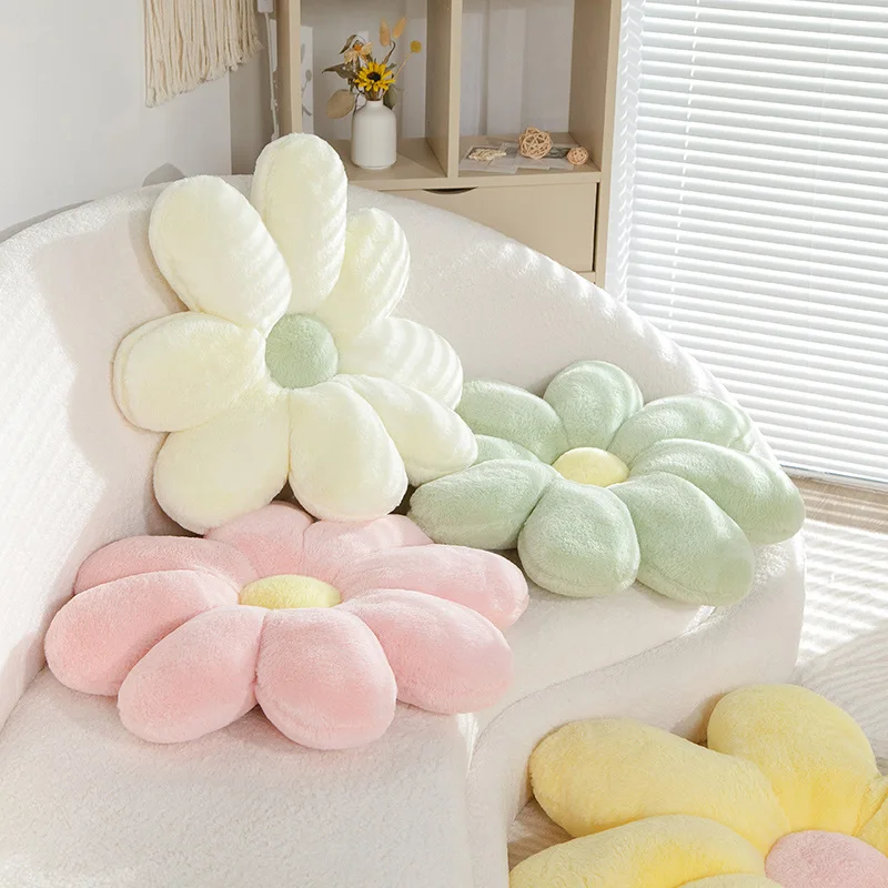 

60/80cm Cute Flower Throw Pillow Soft Stuffed Cotton Cushion Living Bedroom Home Chair Decorative Pillows Floor Mat Girls Gifts