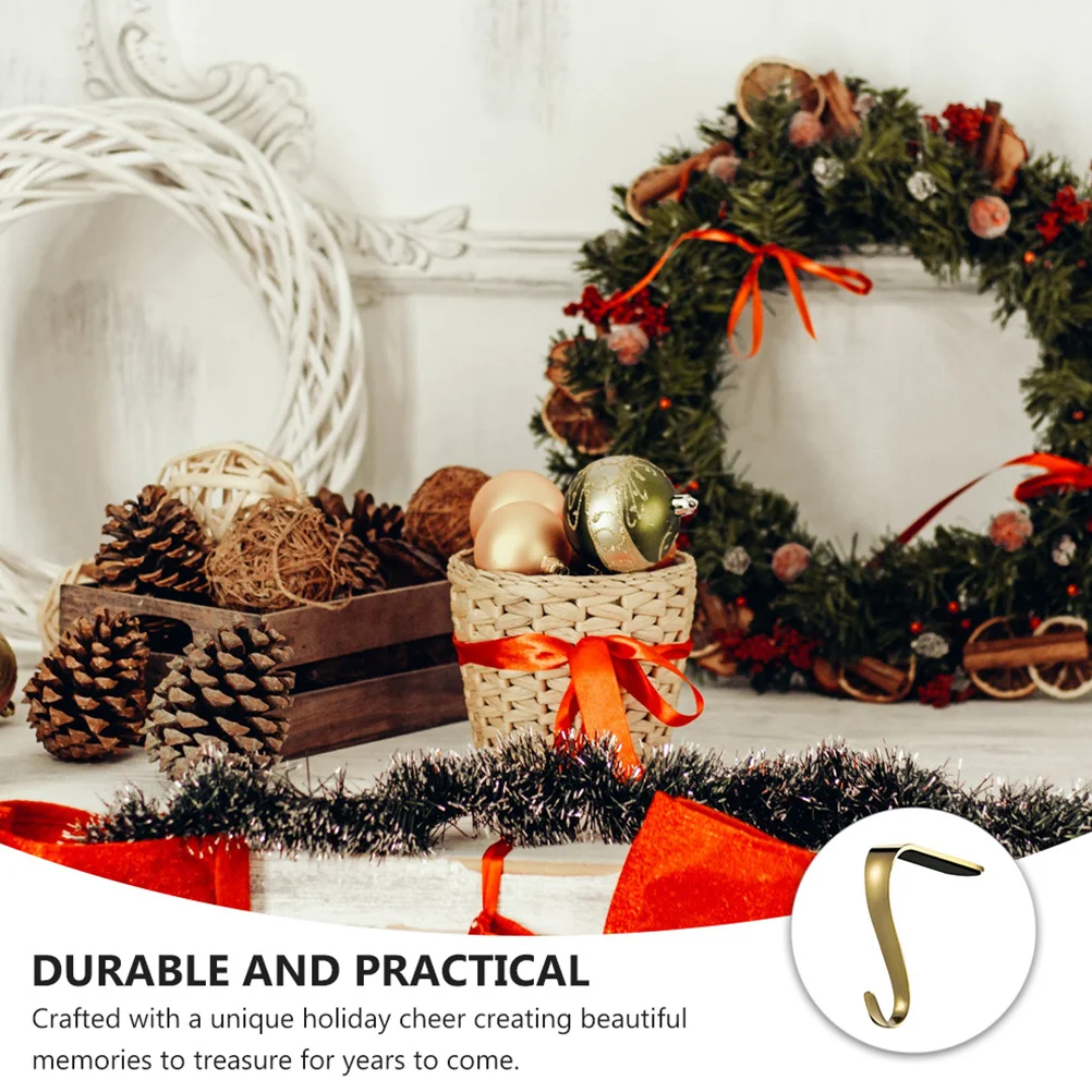 

3Pcs Christmas Stocking Holder Mantel Hooks Zinc Alloy Golden Fireplace Hang Xmas Holiday Decoration Christmas Stocking Holder