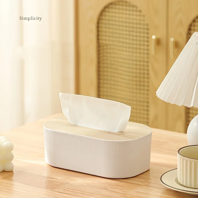 1pc Nordic Simplicity Style Tissue Box with Wooden Cover Home Living Room Desktop Napkin Box Bathroom Toilet  Tissue Box