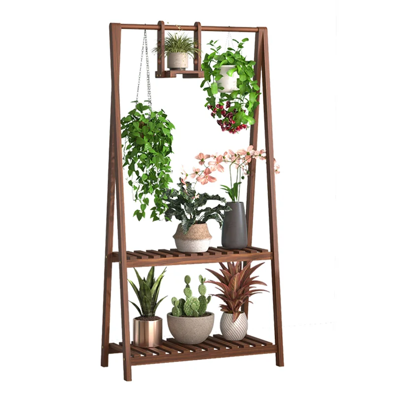 Dill hanging orchid solid wood shelf living room flower pot shelf hanging household multi-layer indoor