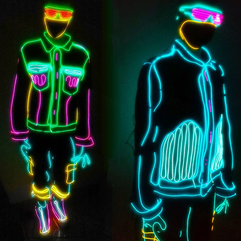 Party Cosplay leuchtende Requisiten LED Neon EL Draht Kabel leuchten im Dunkeln Kostüme Kleidung leuchtende Accessoires Geburtstagsdekoration