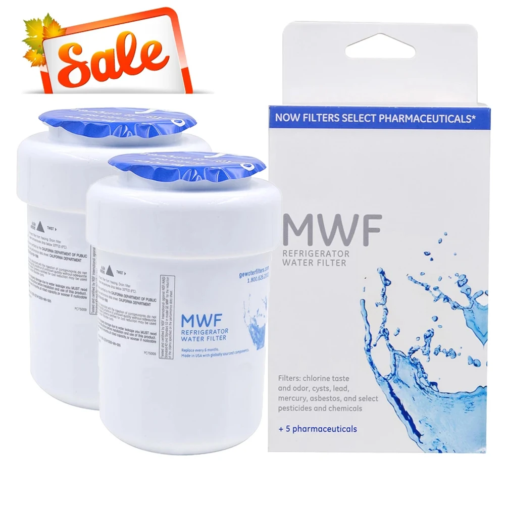 Replacement  GE MWF Refrigerator Water Filter   MWFP , MWFA, GWF, HDX FMG-1, WFC1201, GSE25GSHECSS, PC75009, RWF1060,  2 PCS