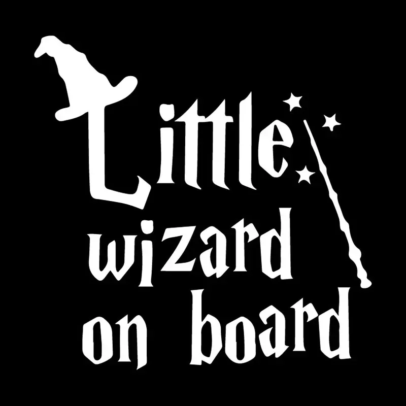 LITTLE WIZARD ON BOARD Naklejka na tylną szybę samochodu Naklejki winylowe 17,8 cm * 17,5 cm — zdjęcie 4