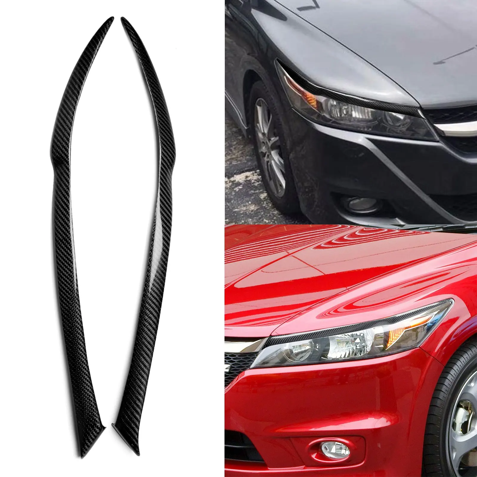 2×Real Carbon Fiber Headlight Eyebrow Eyelid Trim Fit For Honda Stream 2006-2008 2007