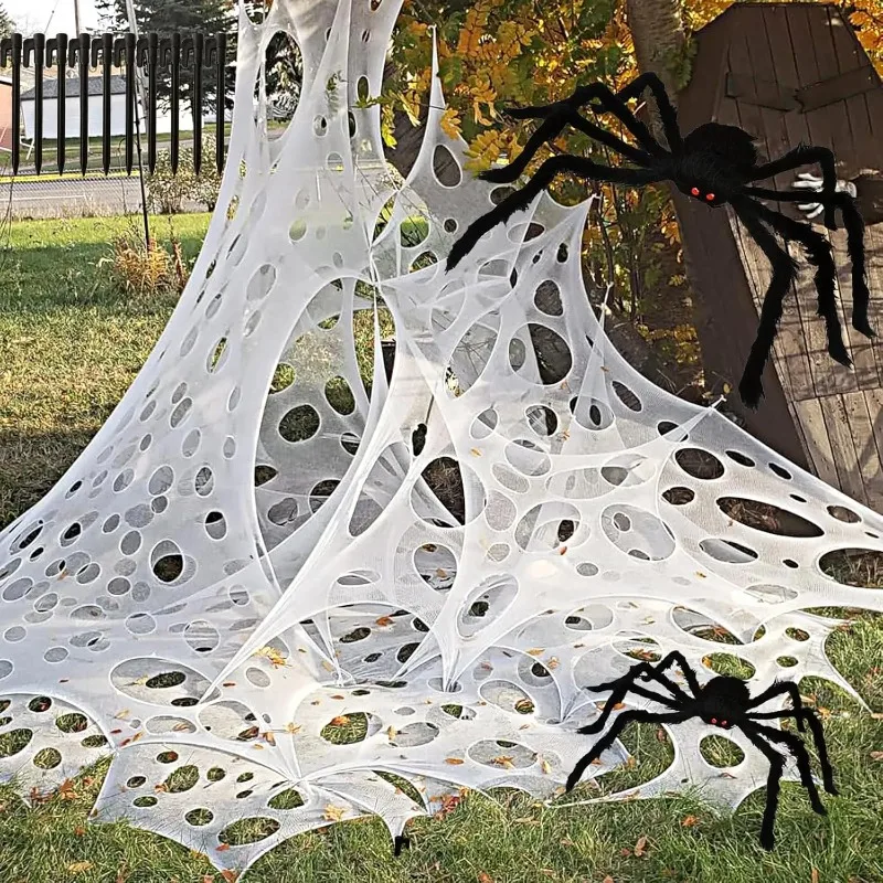 1X2m 1X4m 2x4m Stretchable Halloween Spider Web Horror Fabric Cobweb Decoration for Scary Party Haunted House Setup