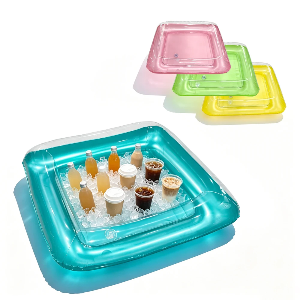 1 square transparent color inflatable ice bar multifunctional beverage rack, pool party, beach party, creative beverage rack
