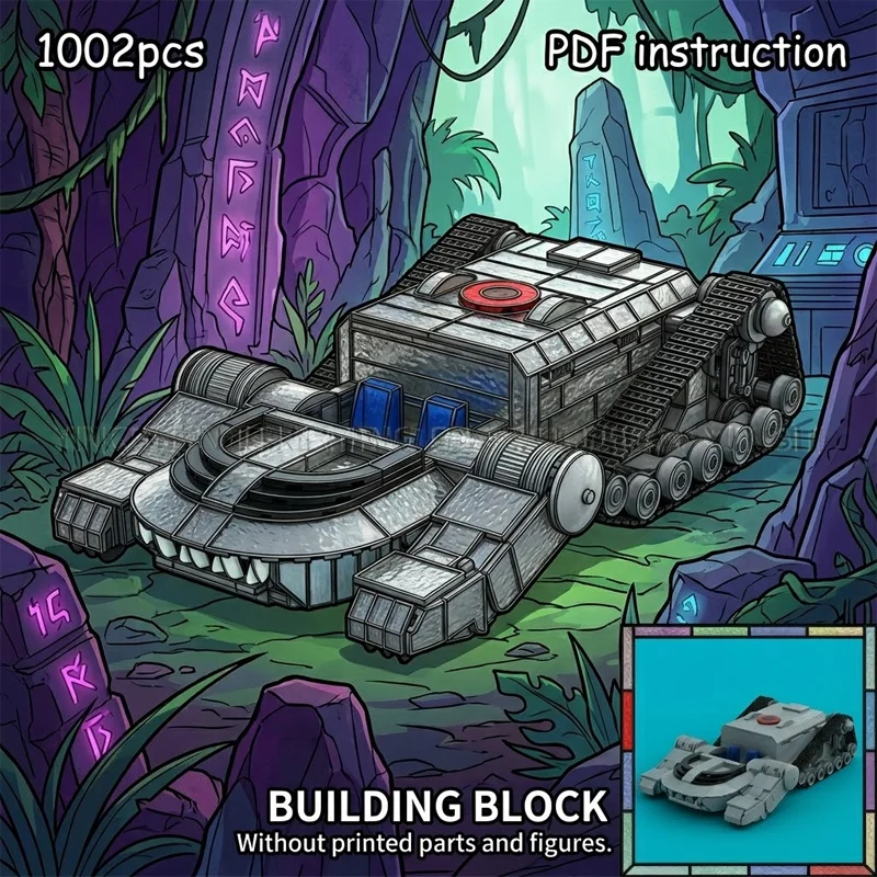 

Retro Tracked Combat Vehicle MOC Classic 80s Animation Thunder Battle Tank Building Blocks Display Brick Adult Collector Toy