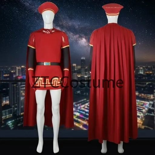Lord Farquaad Cosplay Costume Adult King Hat Red Cloak Halloween Monster Carnival Stage Performance Outfit - view 2